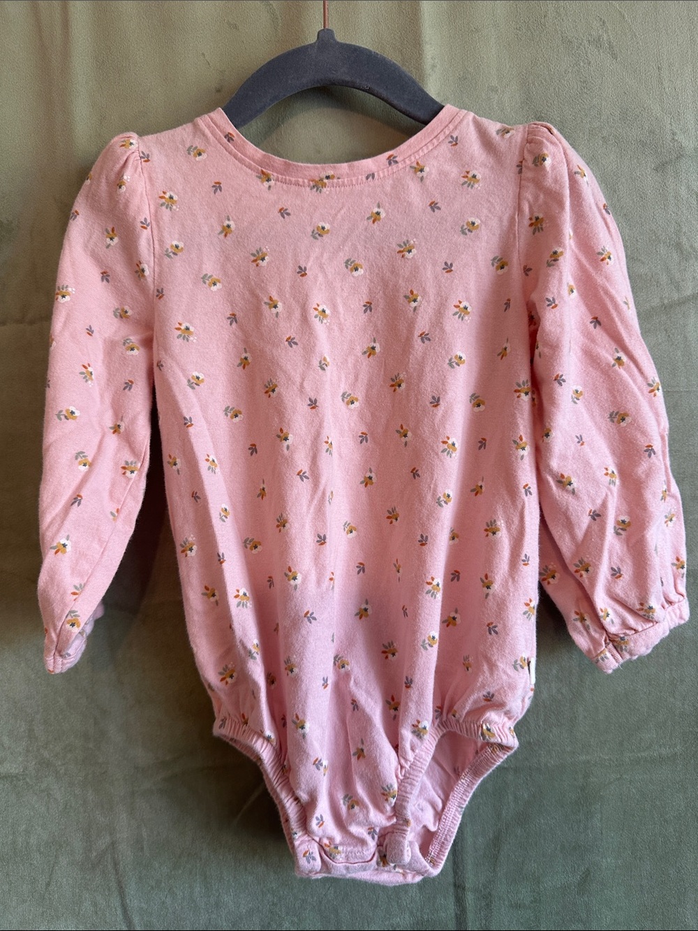 #944 Pink Floral Long-Sleeve Baby Onesie